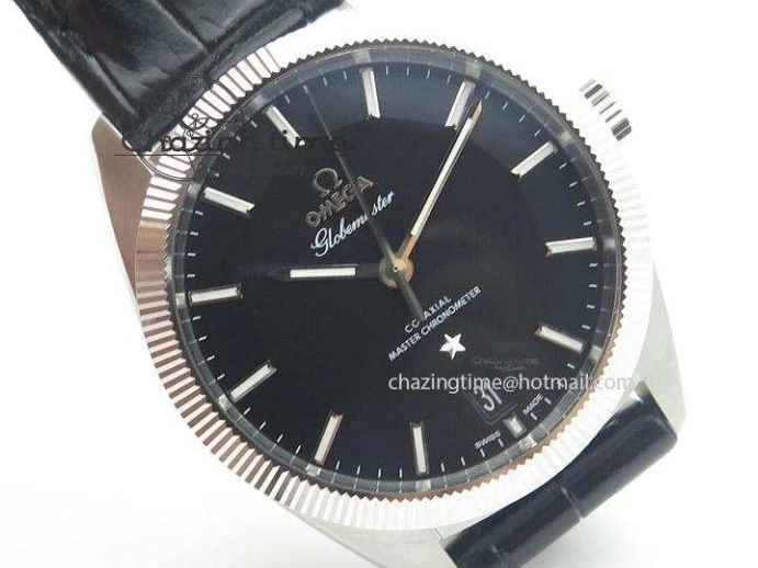 0410 Elegant Globemaster Master Chronometer SS V6F Best Edition Black Dial On Black Leather Strap A 8268